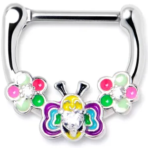 16 Gauge 5/16 Clear CZ Gem Butterfly Love Bug Flower Cartilage Clicker