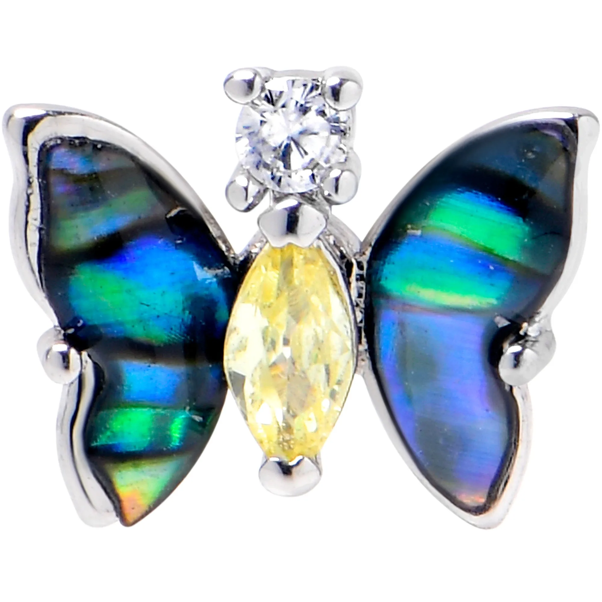 16 Gauge 5/16 Yellow Clear Gem Dark Butterfly Labret Monroe Tragus