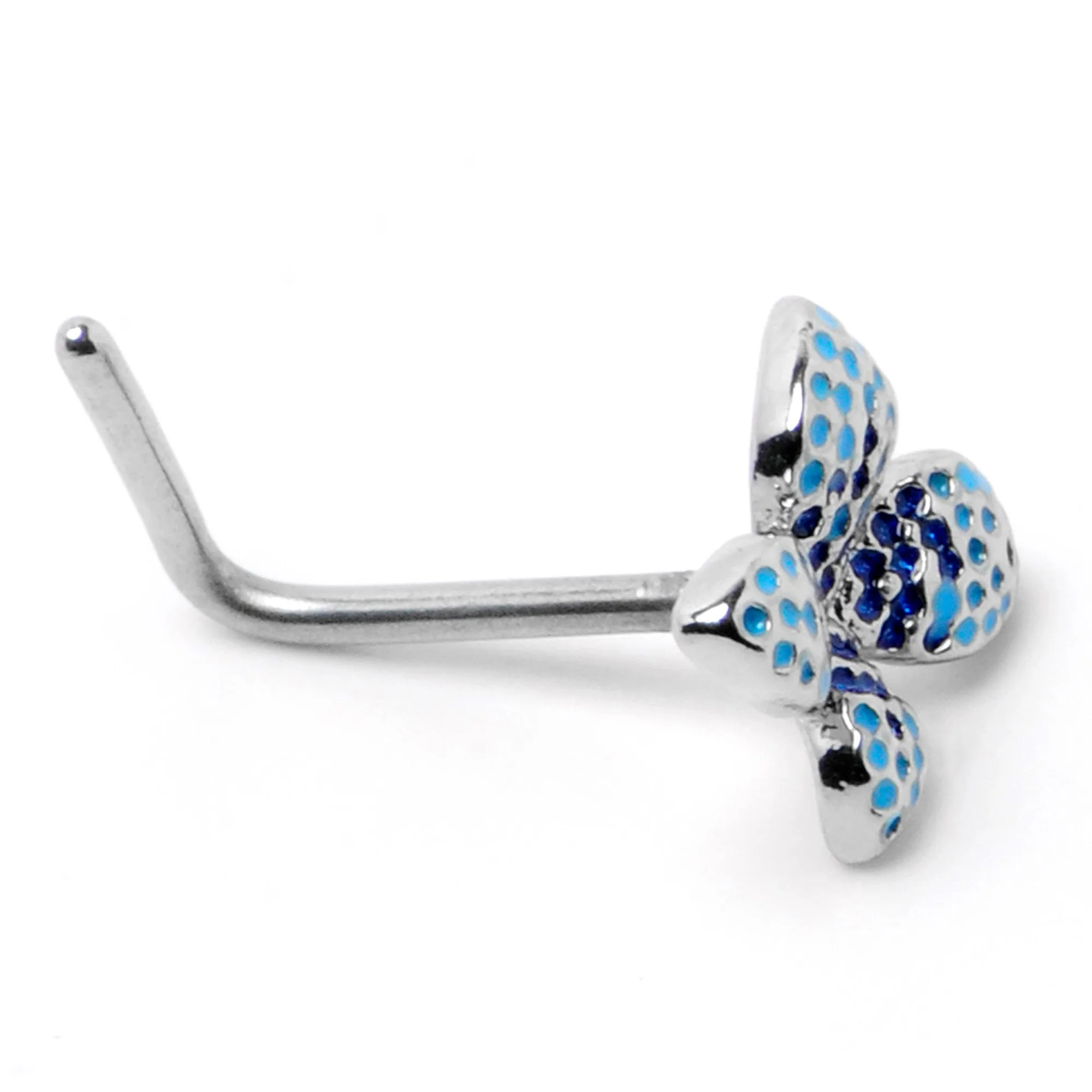 20 Gauge 7mm Glamour Butterfly L Shape Nose Ring
