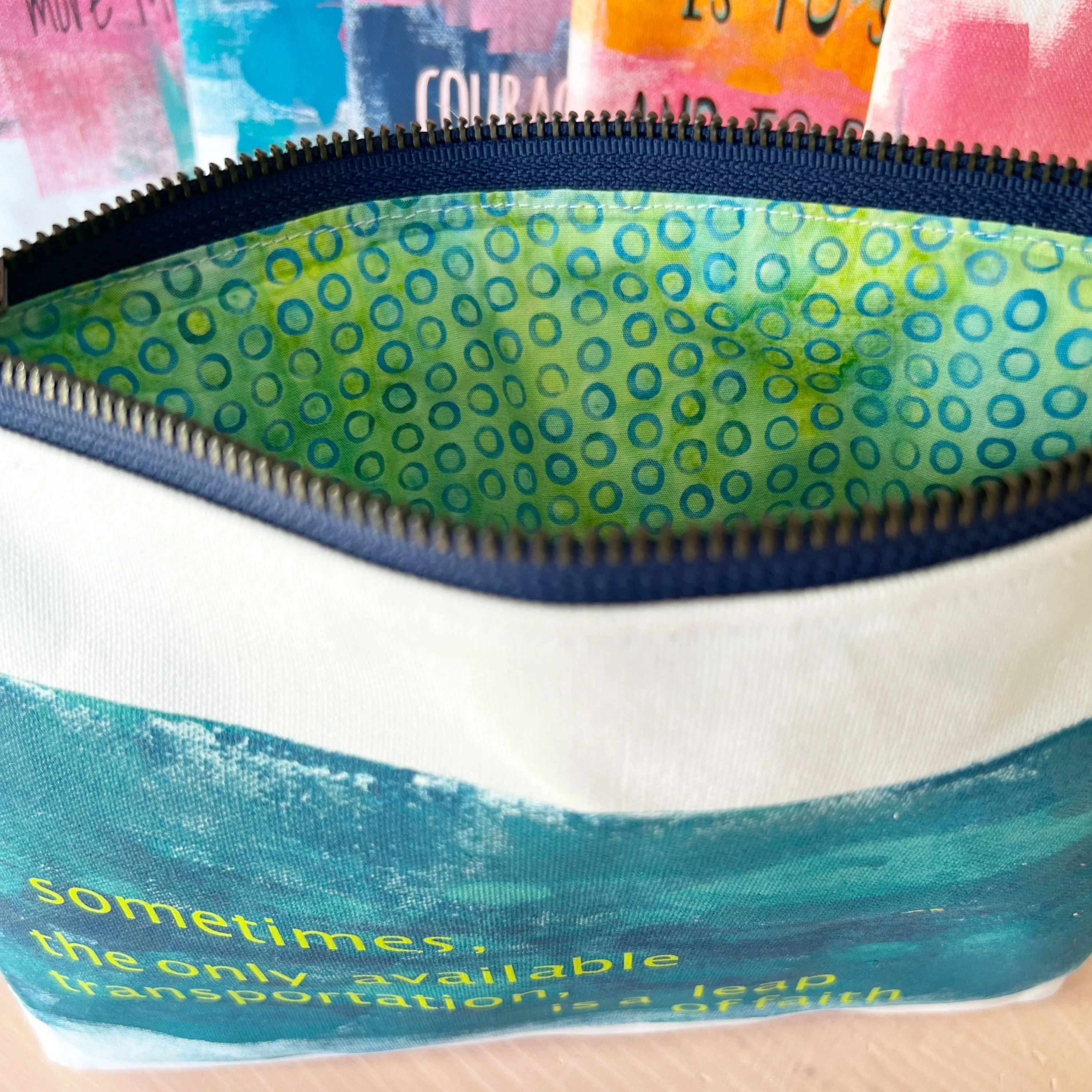 a leap of faith - canvas art zip bag