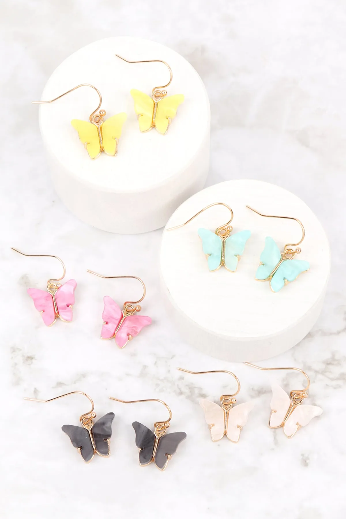 ACRYLIC BUTTERFLY FISH HOOK EARRINGS