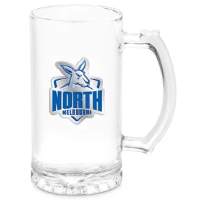 AFL STEIN WITH METAL BADGE NORTH MELBOURNE KANGAROOS