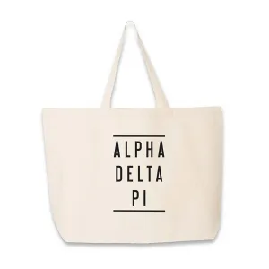 Alpha Delta Pi Sorority Large Canvas Tote Bag