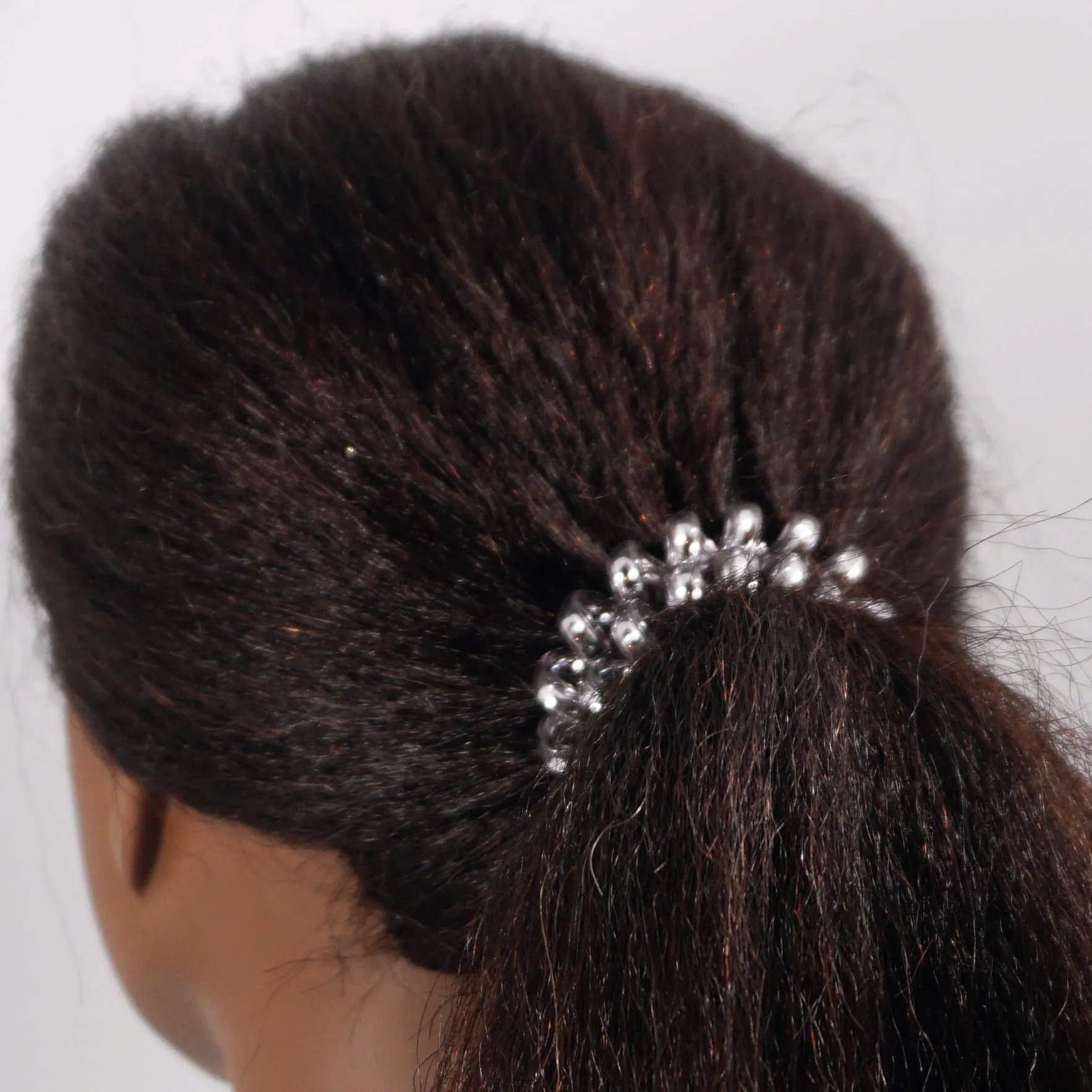 Amelia Beauty Products 8 Large Smooth Shiny Center Elastic Hair Coils, 2. 5in Diameter Thick Spiral Hair Ties, Gentle on Hair, Strong Hold and Minimizes Dents and Creases, Gray