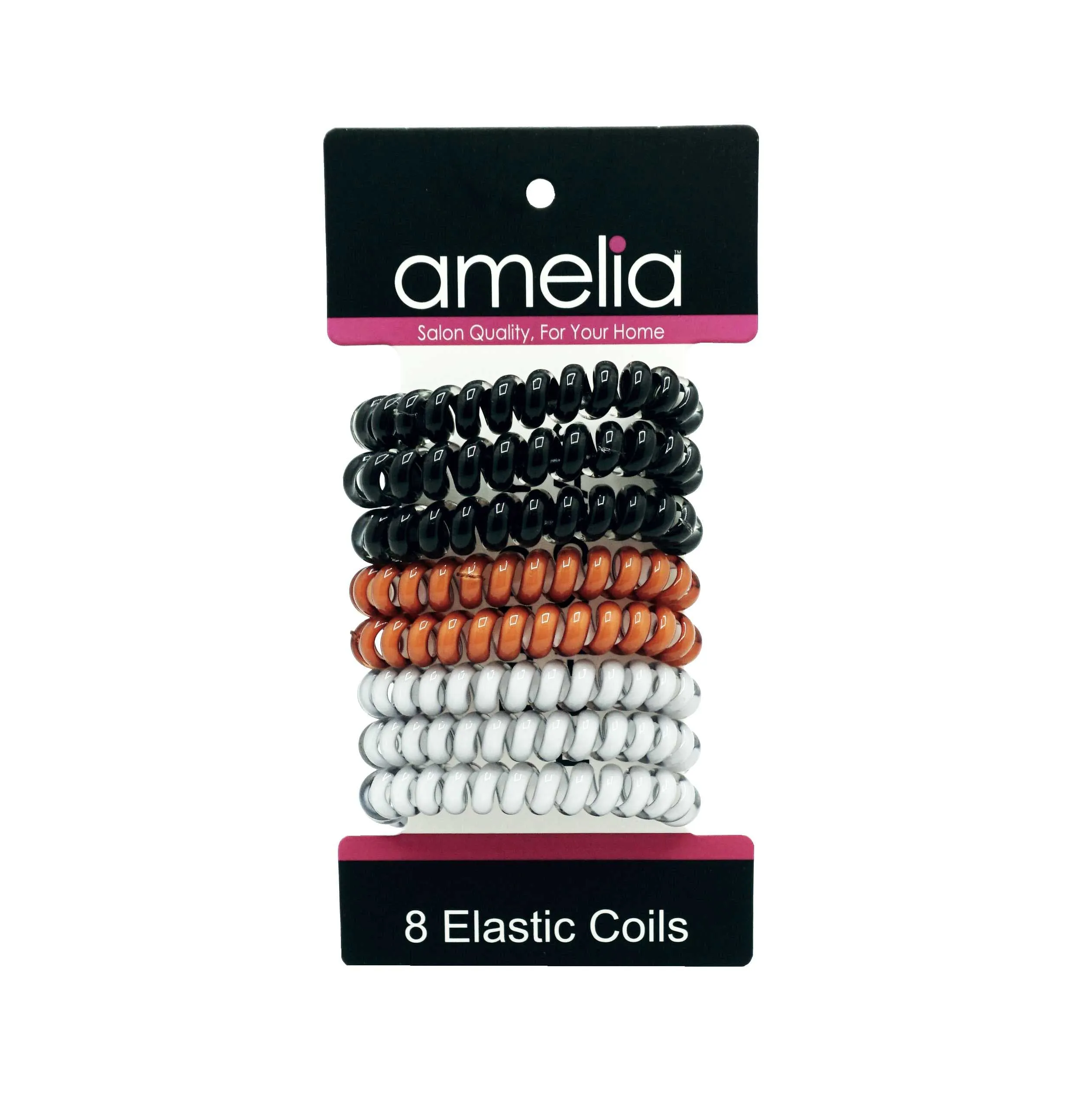 Amelia Beauty Products 8 Medium Elastic Hair Coils, 2.0in Diameter Thick Spiral Hair Ties, Gentle on Hair, Strong Hold and Minimizes Dents and Creases, Earth Tones Blend