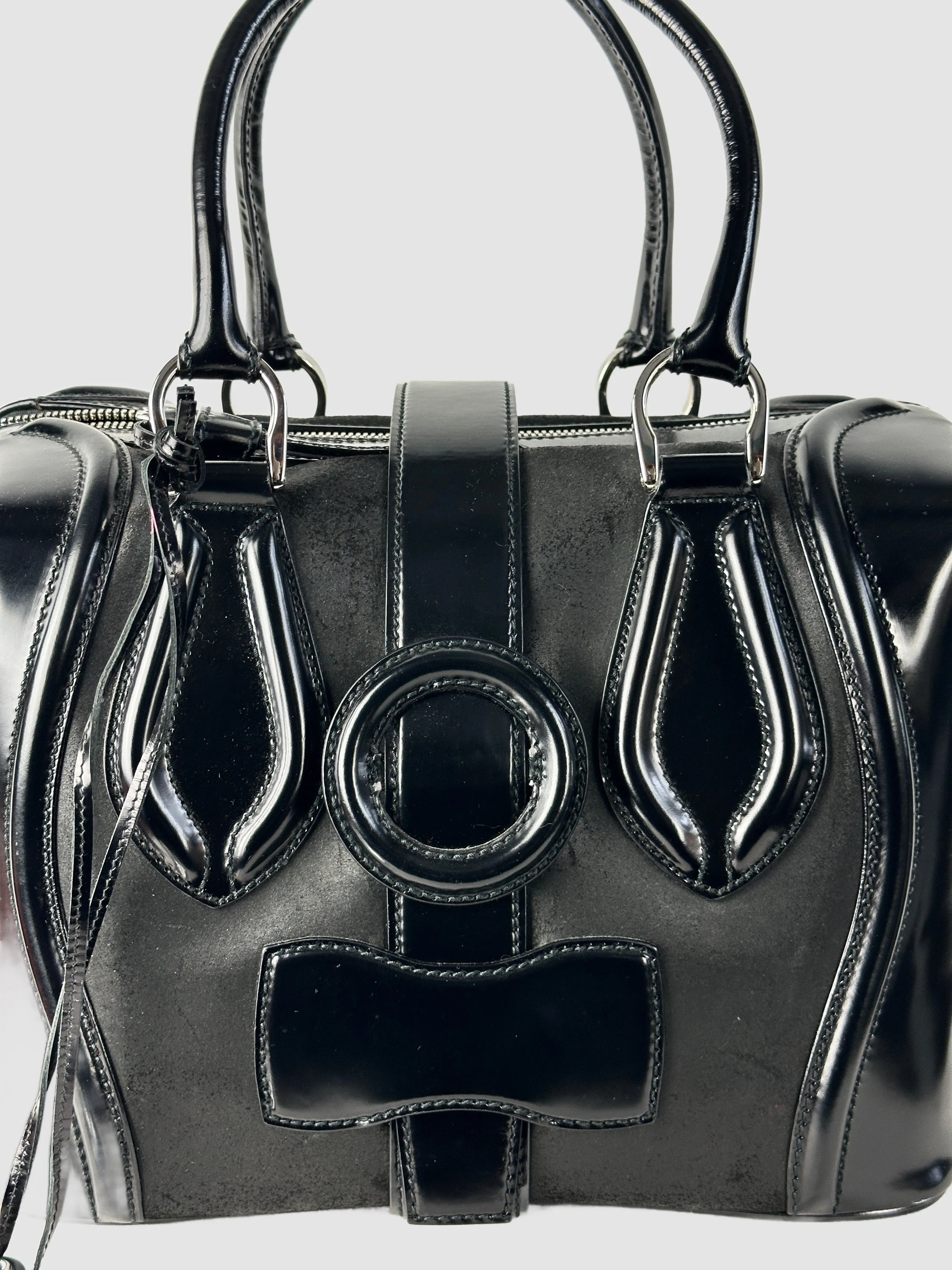 BALENCIAGA 2000s Black Patent Leather Doctor Bag
