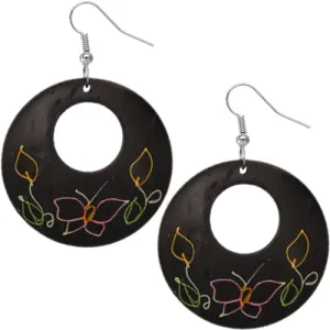 Black Coconut Hand Painted Butterfly Earrings