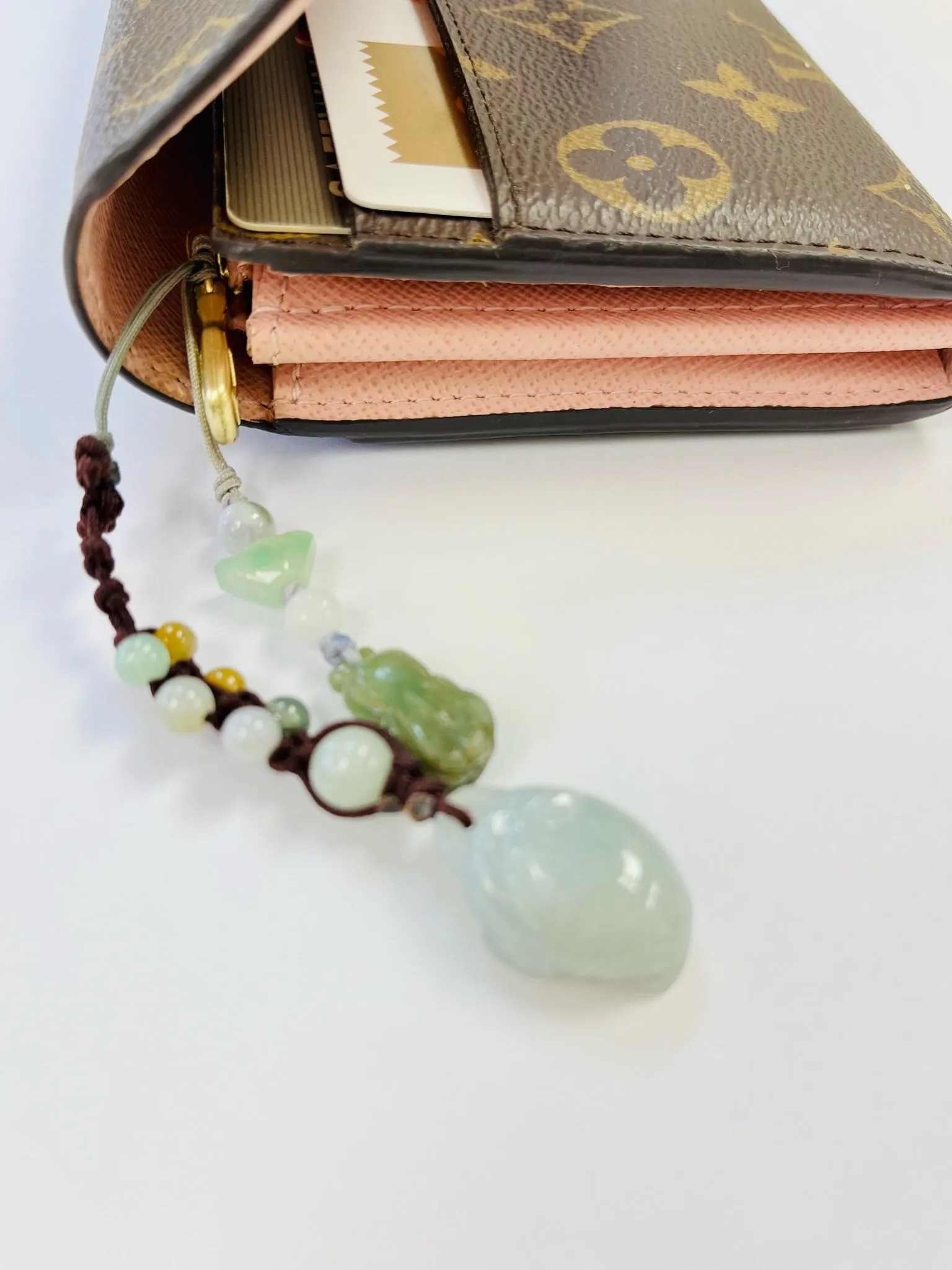Burmese Green Jadeite Pei Yao/Pixiu, Coin, 24kt YG Bead & Super 7 Charm