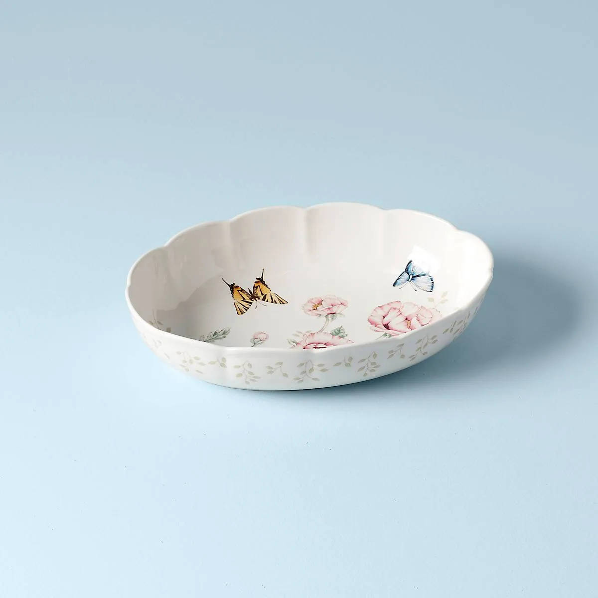 Butterfly Meadow Scalloped Oval Baker