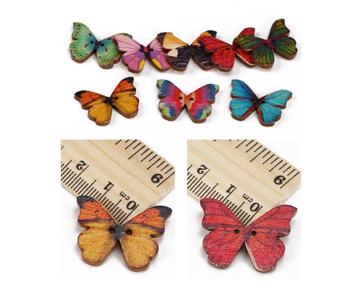 Butterfly Sewing Buttons 50 Pieces Wooden Buttons 2 Hole Buttons