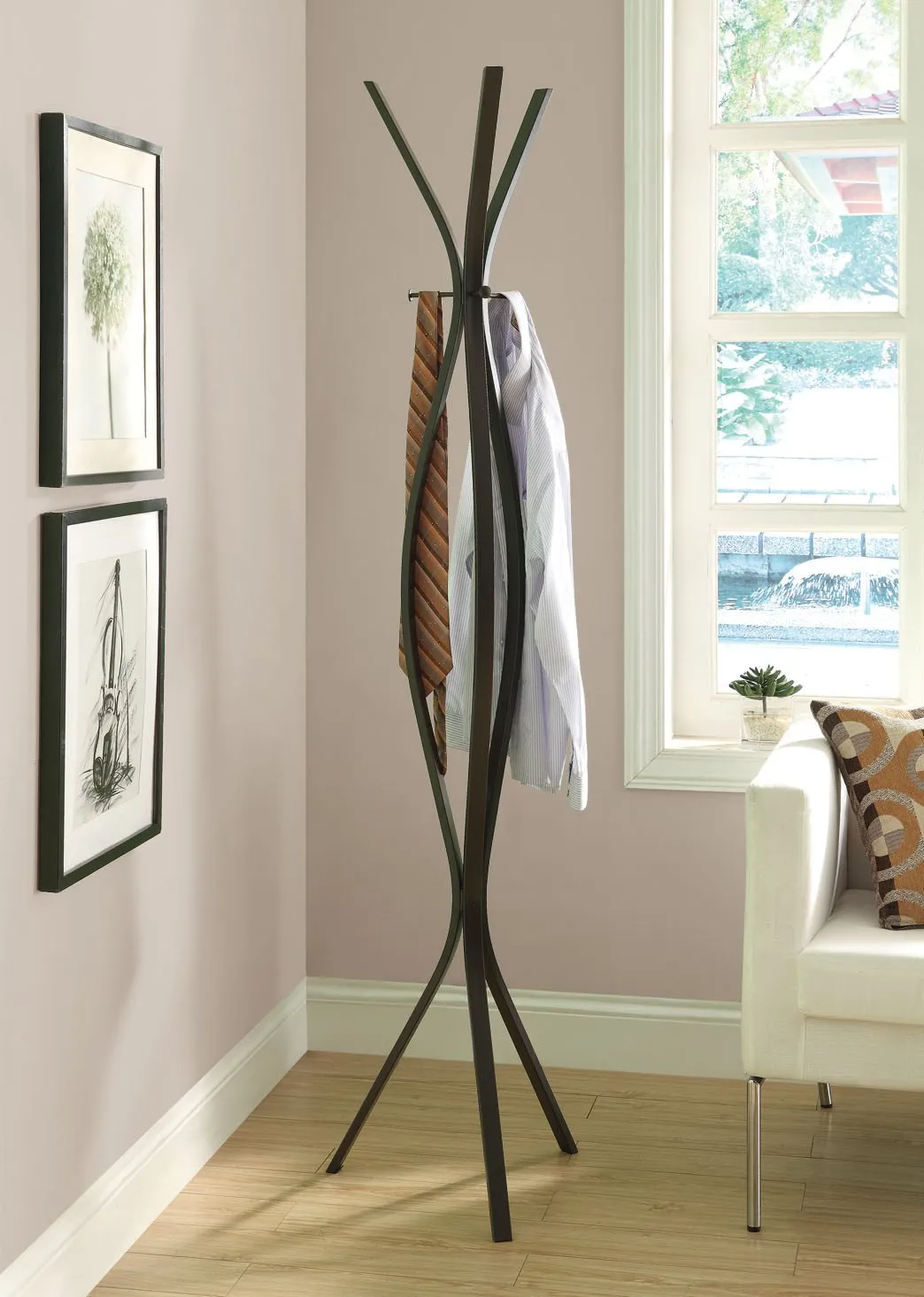 Cappuccino Metal Contemporary 72"H Coat Rack