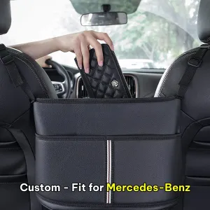Car Purse Holder for Car Handbag Holder Between Seats Premium PU Leather, Custom Fit For Car, Hanging Car Purse Storage Pocket Back Seat Pet Barrier WAMB223