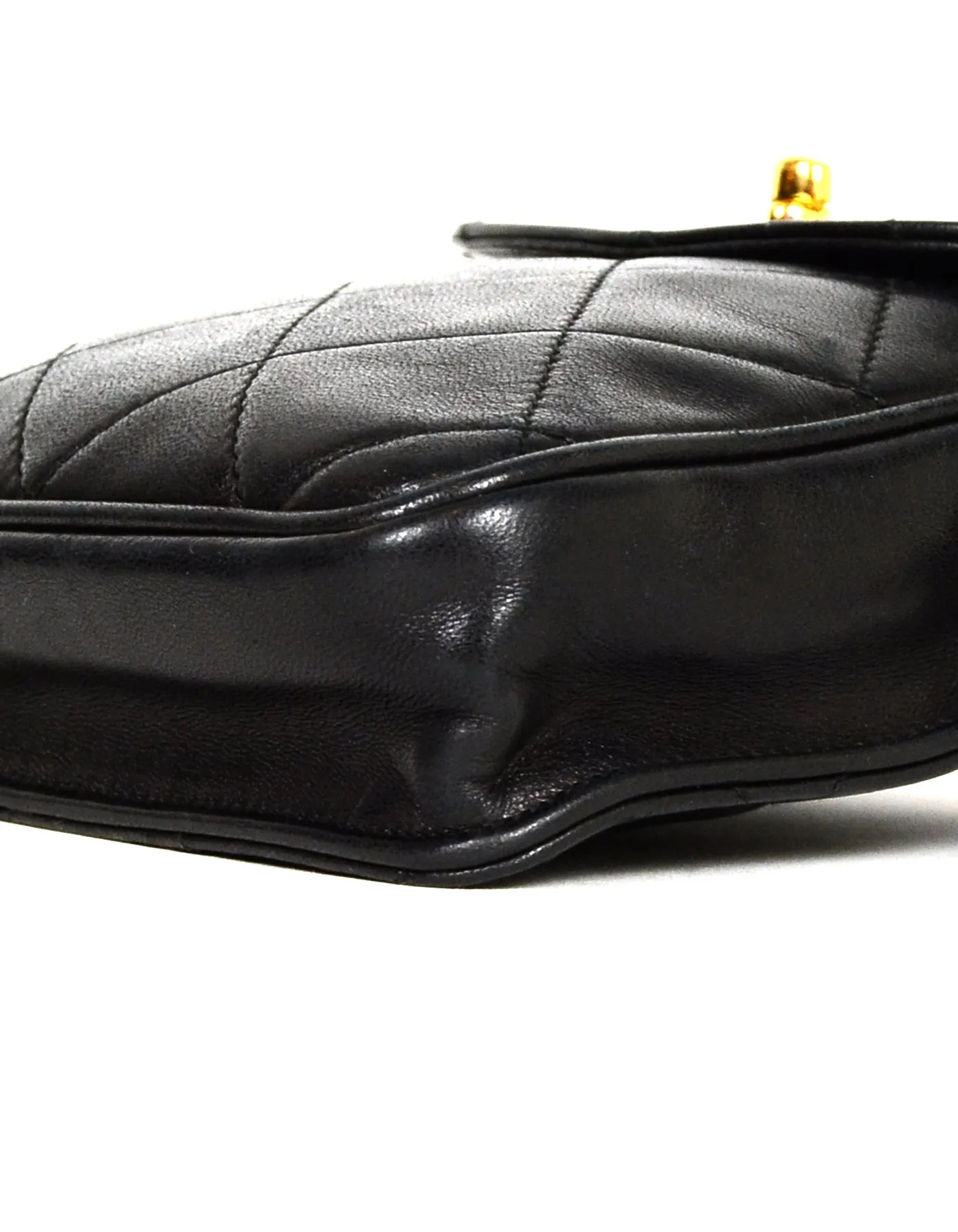 Chanel '90s Black Lambskin Quilted Belt Bag sz 75/30"