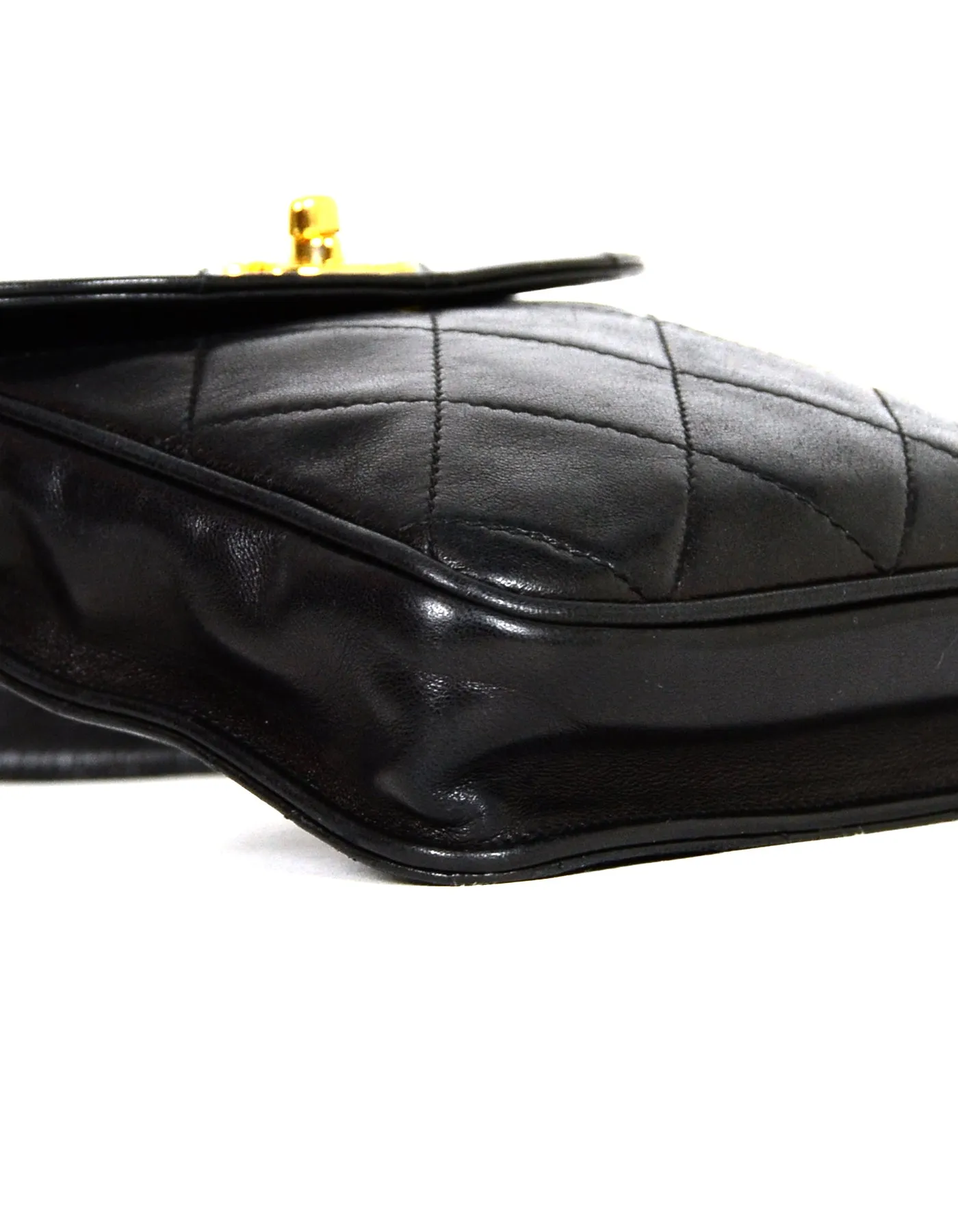 Chanel '90s Black Lambskin Quilted Belt Bag sz 75/30"