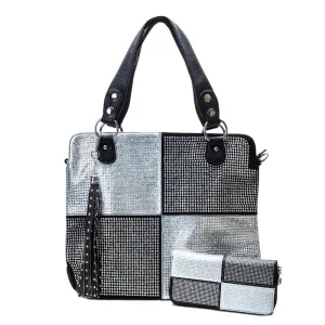 Checkered rhinestone bag and wallet (2 Colors)
