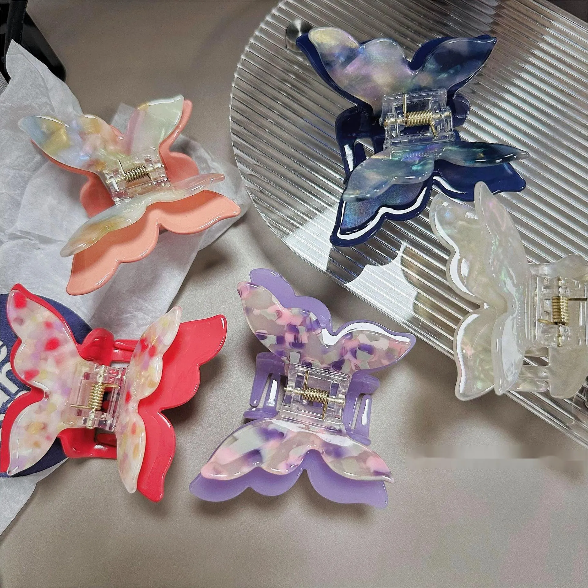 Chic Colorful Duo Butterfly Chignon Claw Clip Hair Clip