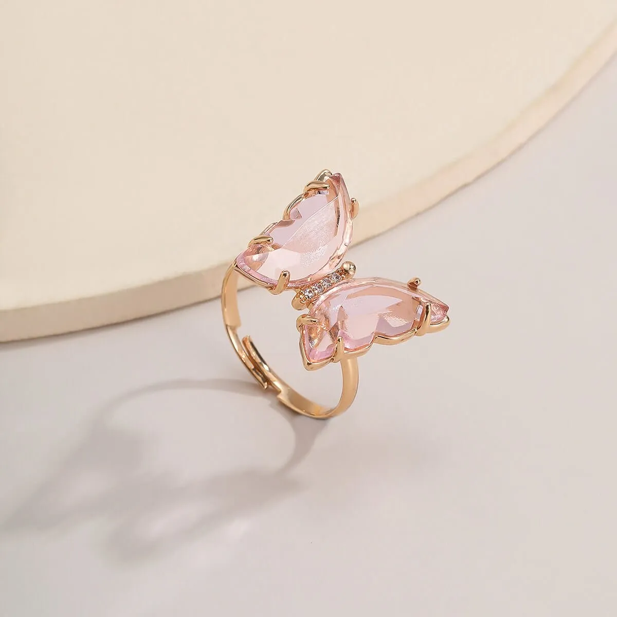 Chic Colorful Zirconia Butterfly Ring