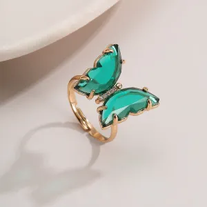 Chic Colorful Zirconia Butterfly Ring