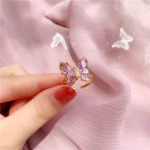 Chic Crystal Butterfly Ring