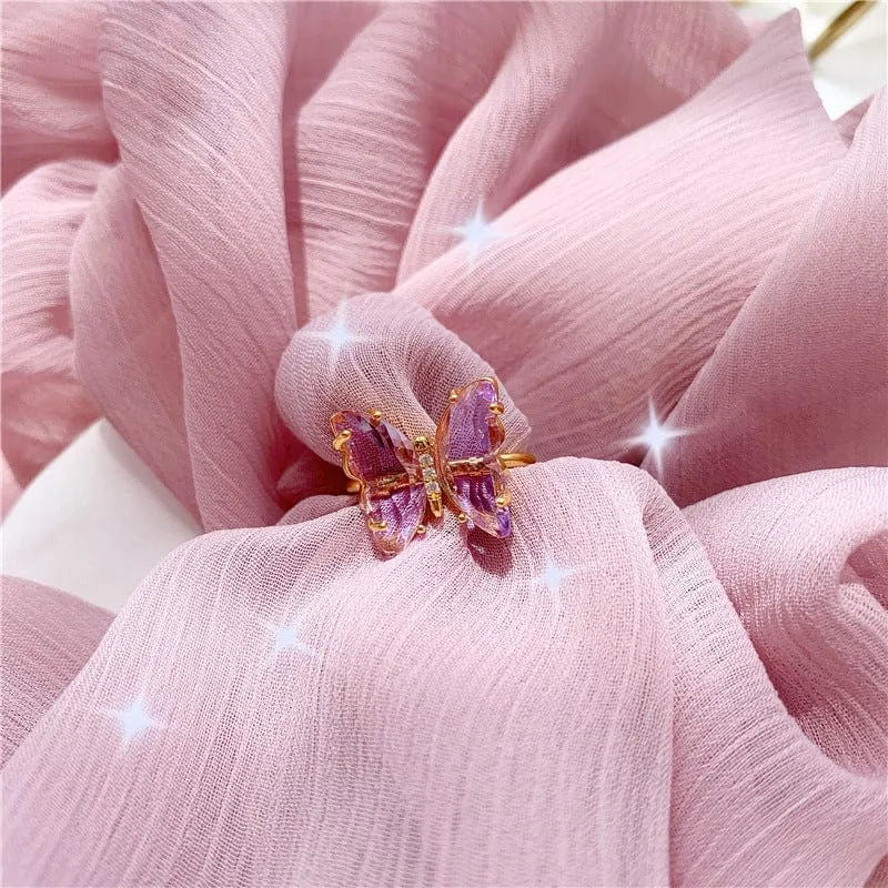 Chic Crystal Butterfly Ring