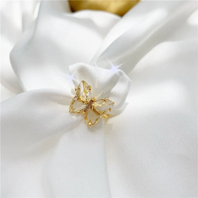 Chic Crystal Butterfly Ring