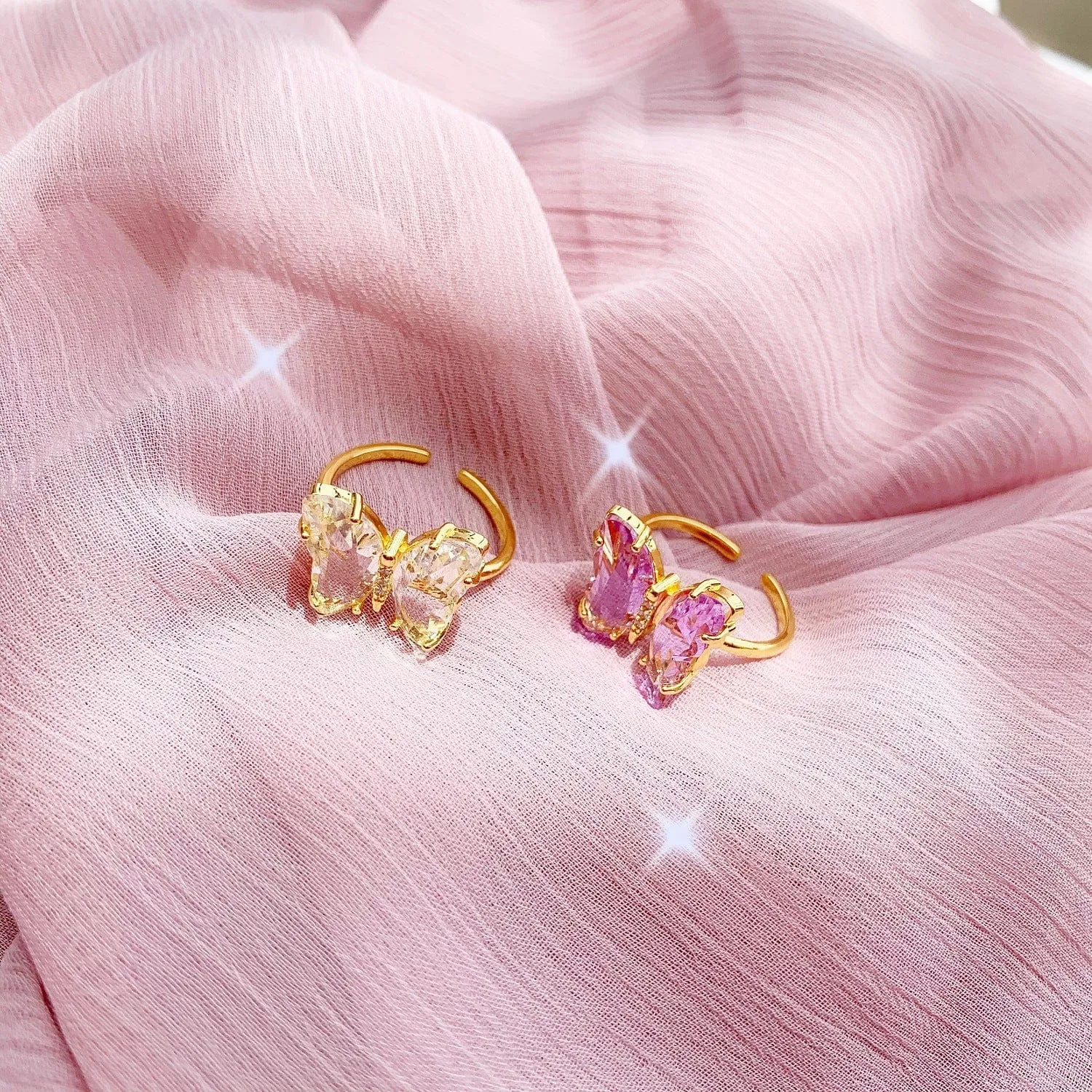 Chic Crystal Butterfly Ring
