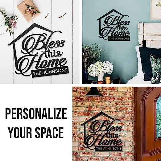 Christianartbag Metal Signs, Bless This Home, Personalized Metal Sign, Christian Wall Art With Religious Scripture, Appreciation Gifts For Family