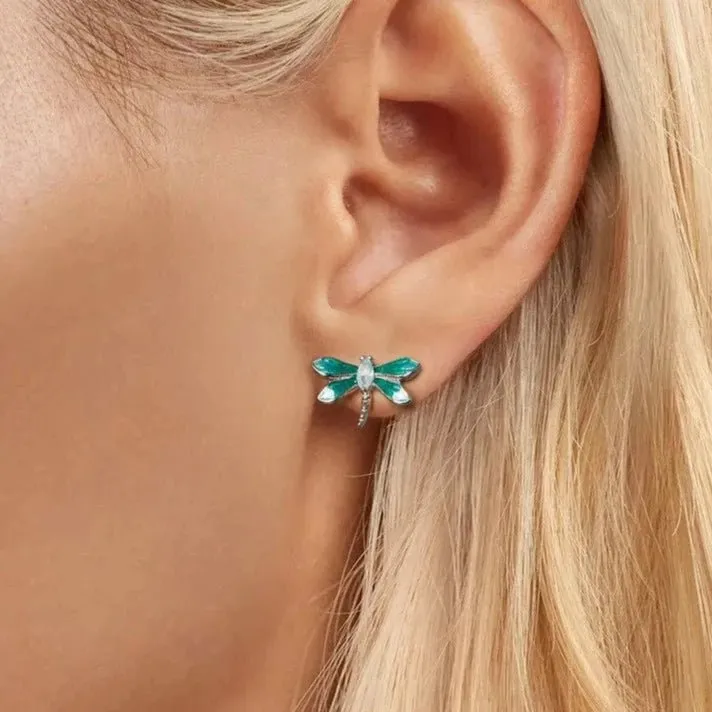 Colorful Diamond Butterfly Stud Earrings