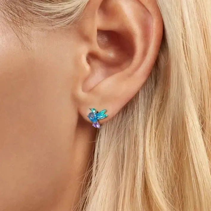 Colorful Diamond Butterfly Stud Earrings