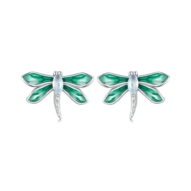 Colorful Diamond Butterfly Stud Earrings