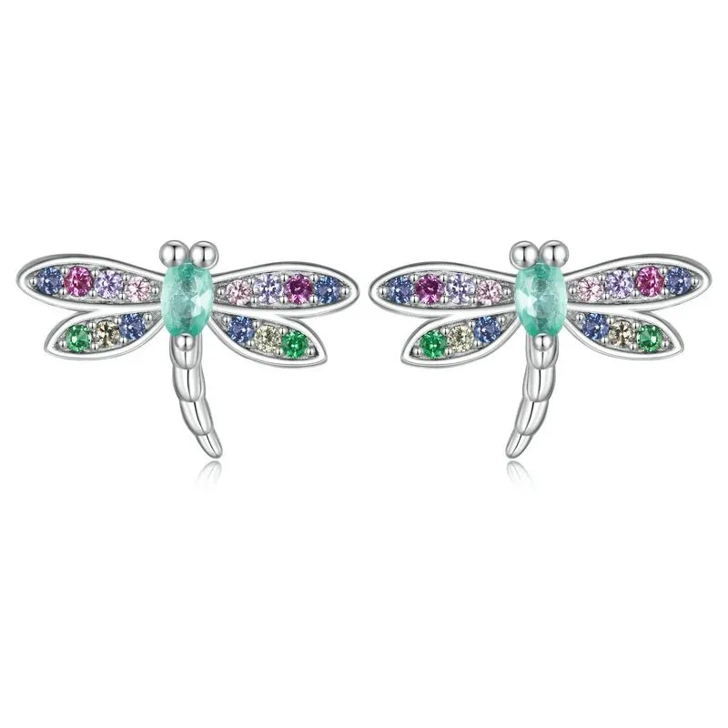 Colorful Diamond Butterfly Stud Earrings