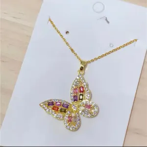 Colorful Zircon Butterfly Necklace