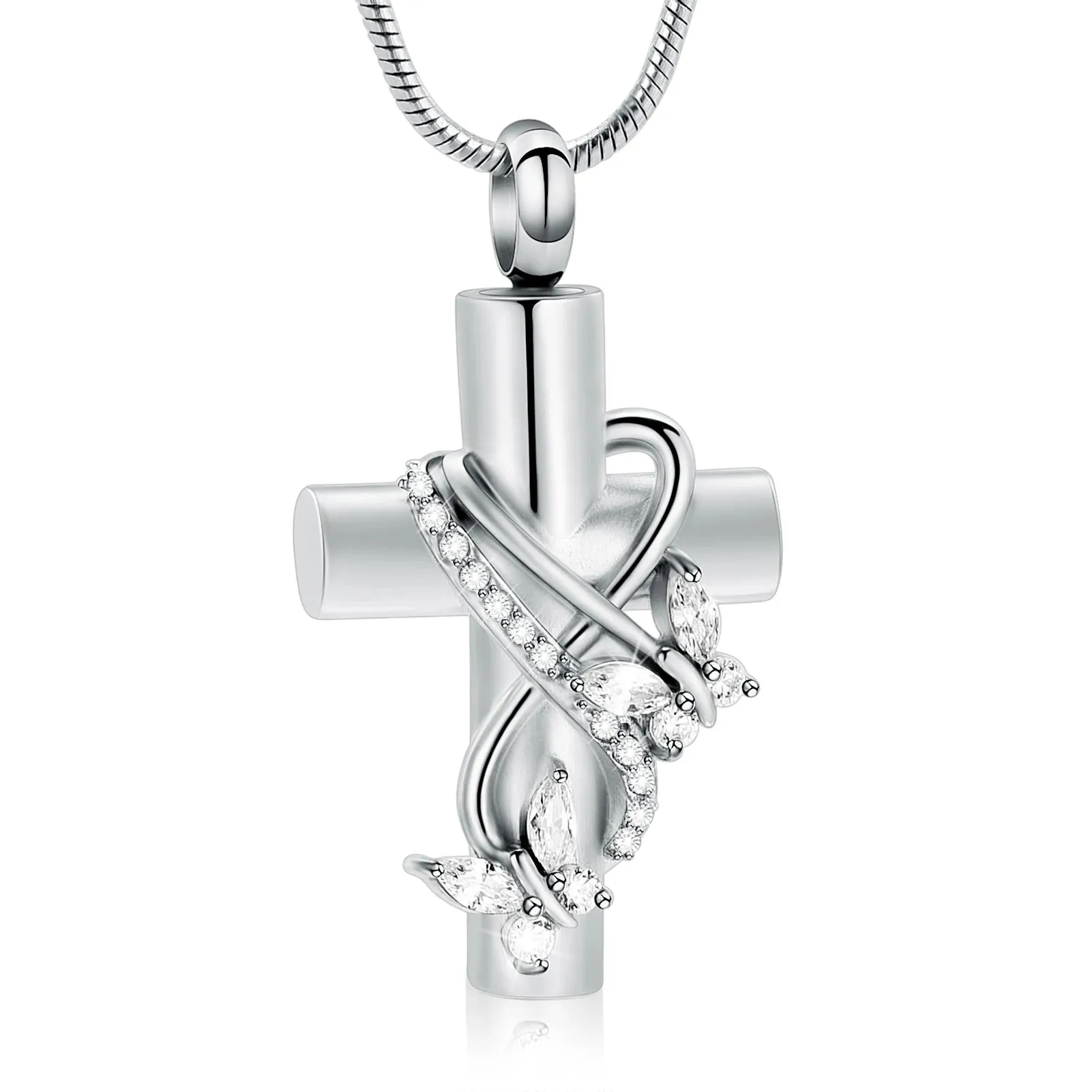 Cross & Butterflies Cremation Necklace