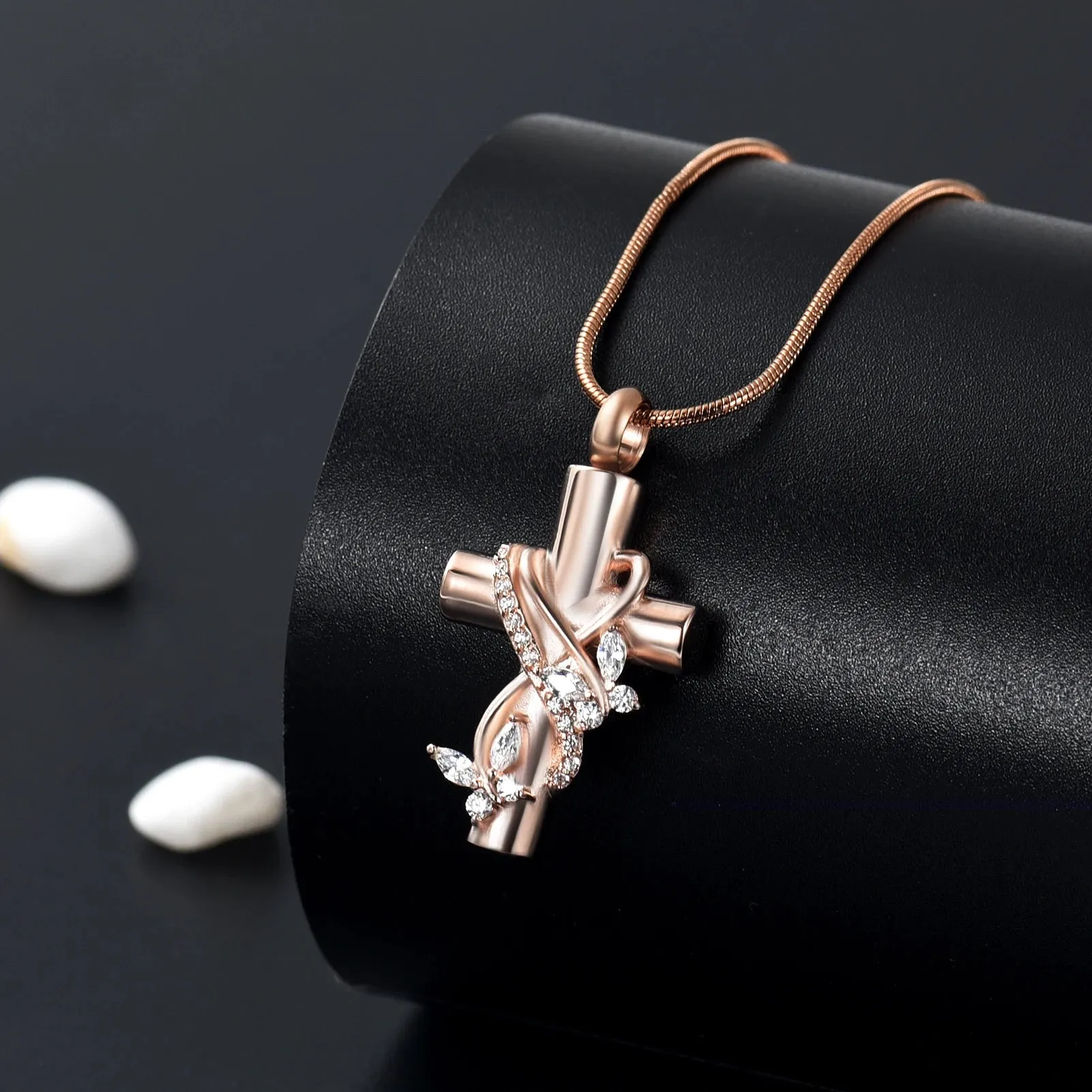 Cross & Butterflies Cremation Necklace