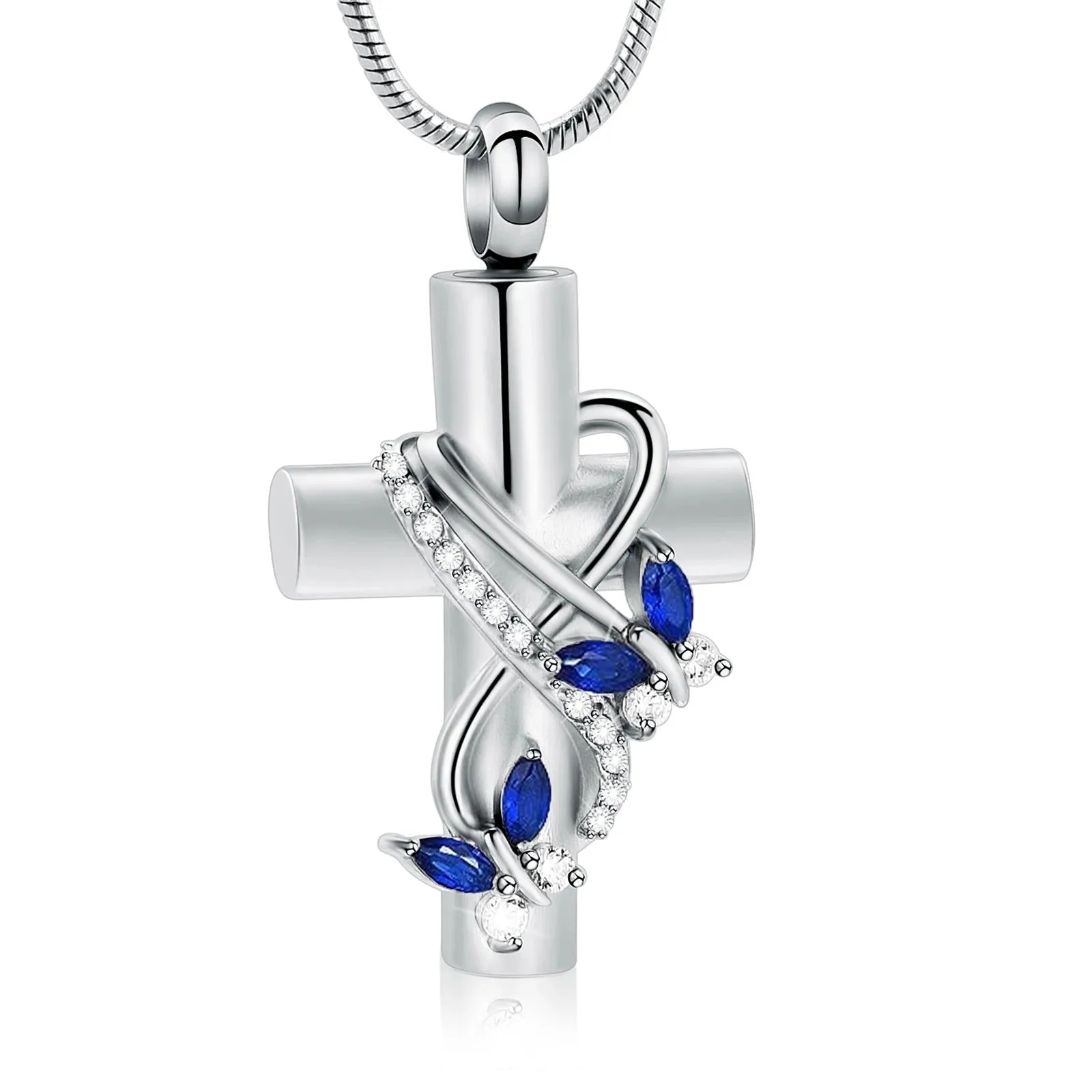 Cross & Butterflies Cremation Necklace