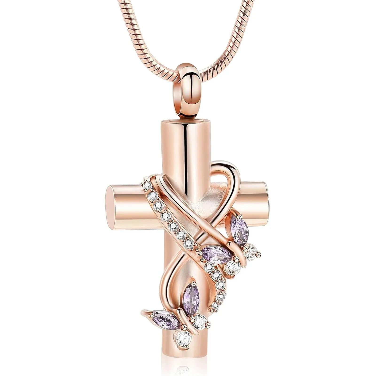 Cross & Butterflies Cremation Necklace