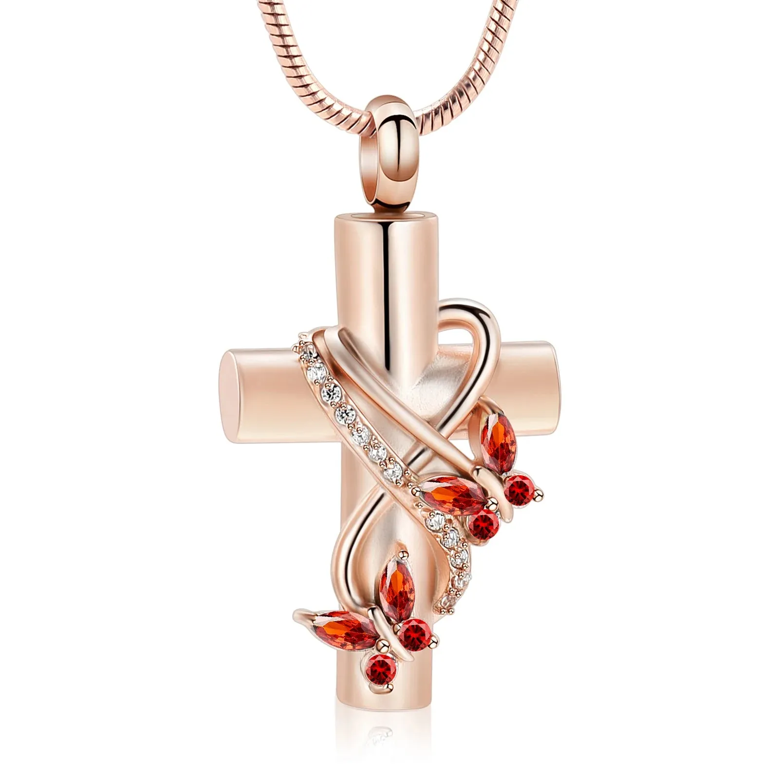 Cross & Butterflies Cremation Necklace