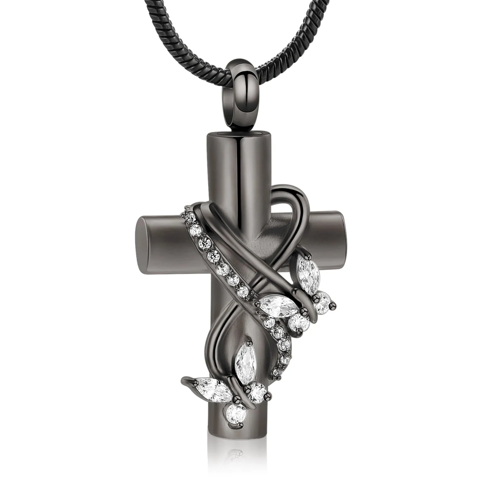 Cross & Butterflies Cremation Necklace
