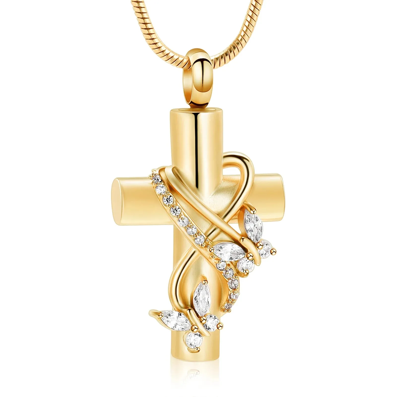 Cross & Butterflies Cremation Necklace