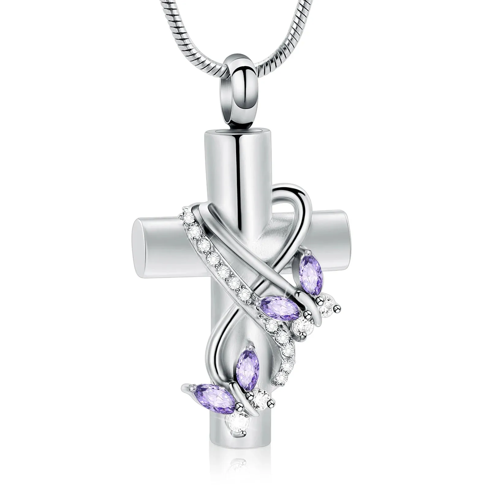 Cross & Butterflies Cremation Necklace