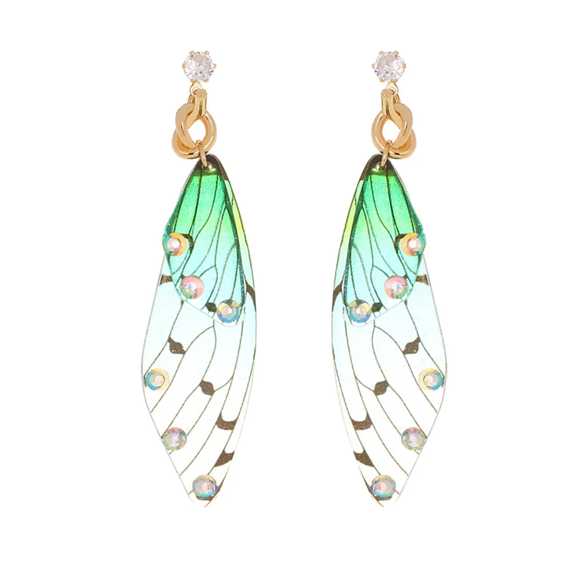 Cubic Zirconia & Pearl Butterfly-Wing Drop Earrings