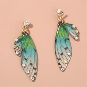 Cubic Zirconia & Pearl Butterfly-Wing Drop Earrings