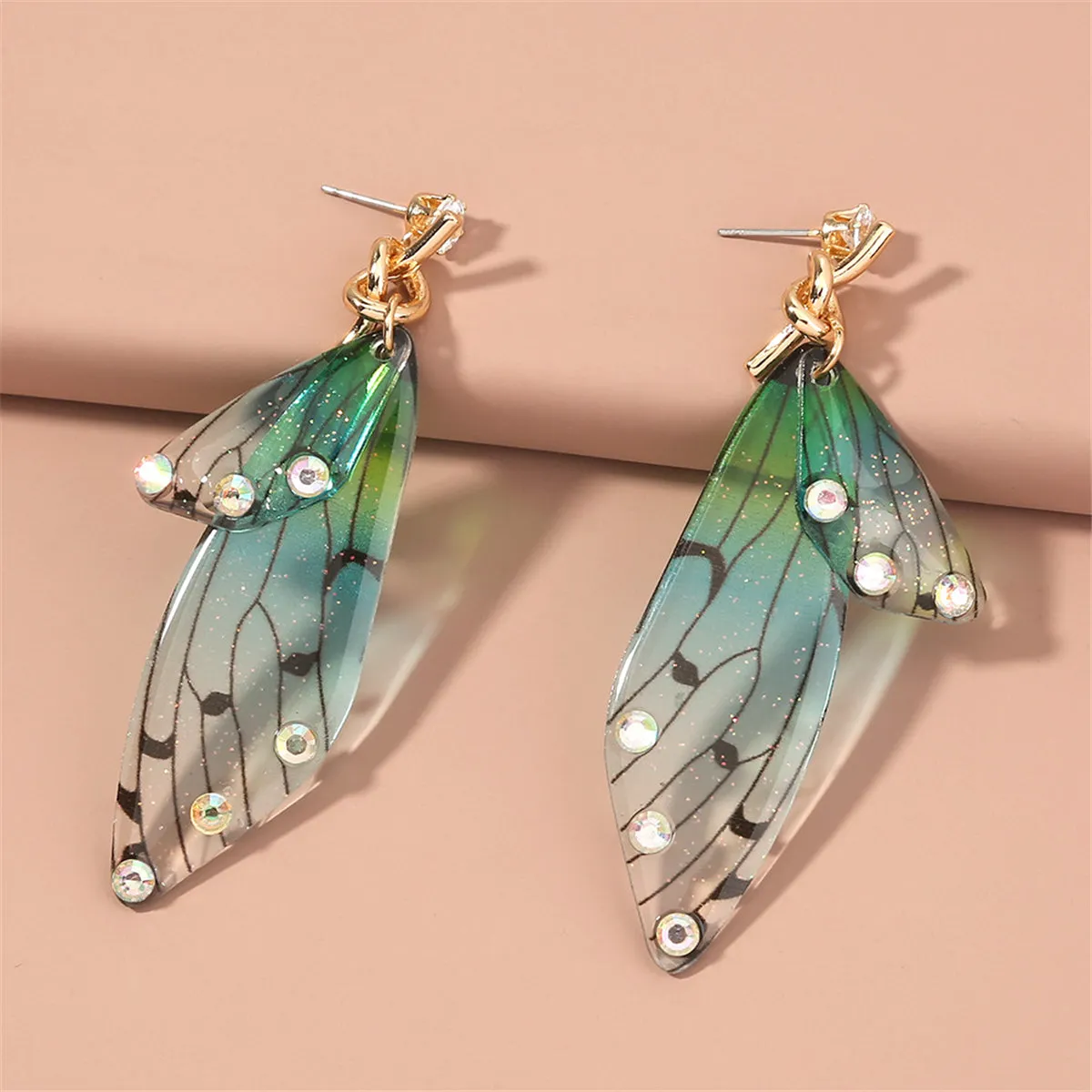 Cubic Zirconia & Pearl Butterfly-Wing Drop Earrings