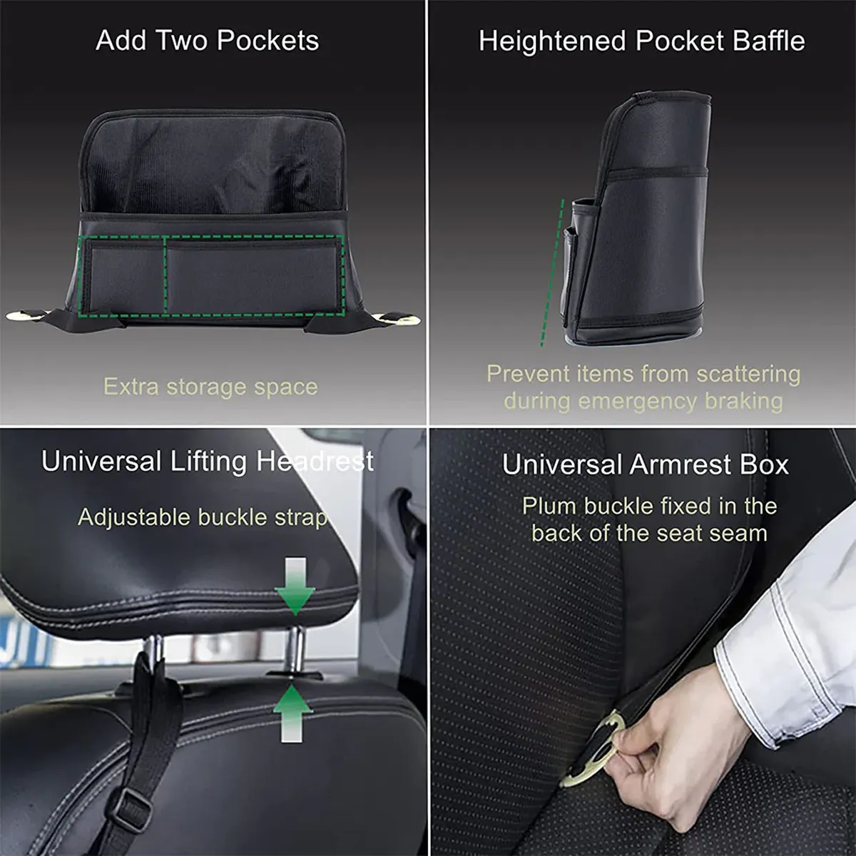 Custom Text For Car Purse Holder for Car Handbag Holder Between Seats Premium PU Leather, Compatible with All Cars, Auto Driver Or Passenger Accessories Organizer, Hanging Car Purse Storage Pocket Back Seat Pet Barrier FD11991