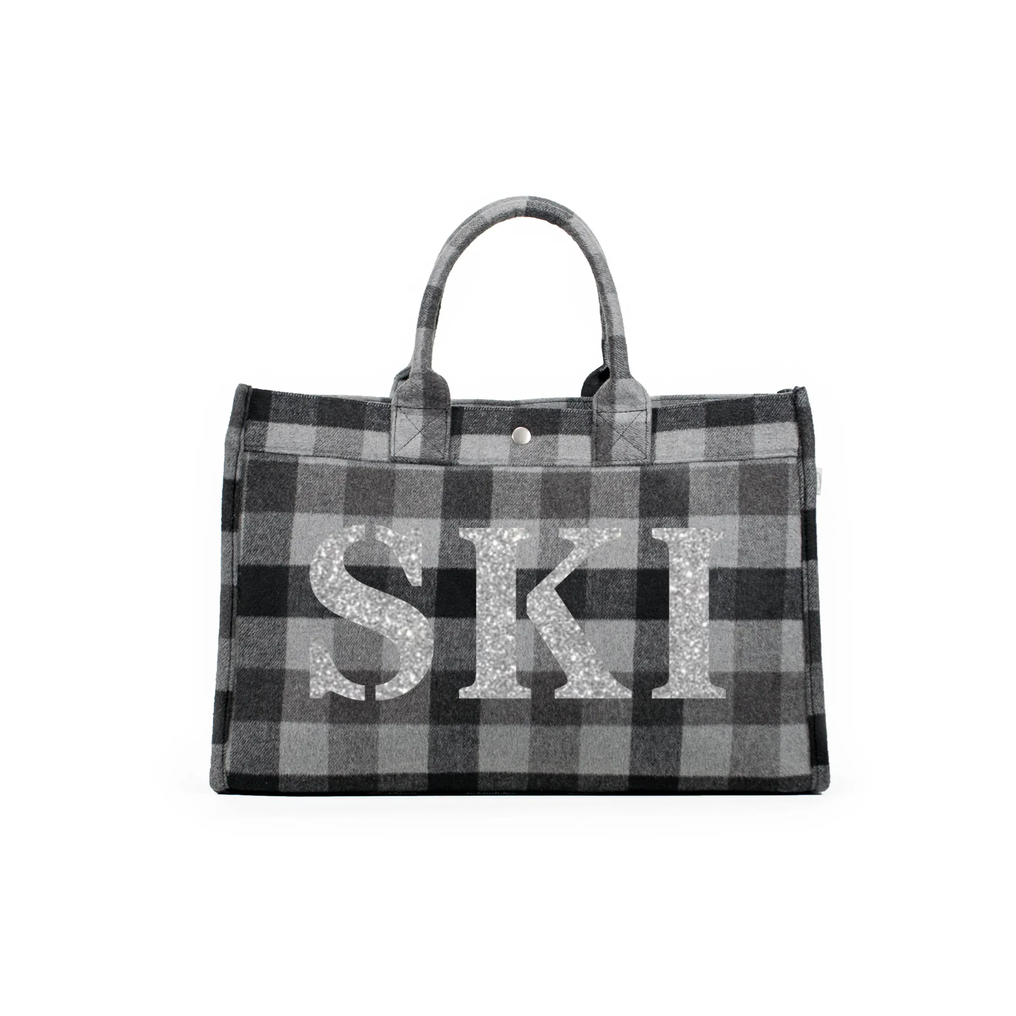 East West Bag Grey Flannel Plaid with Silver SKI