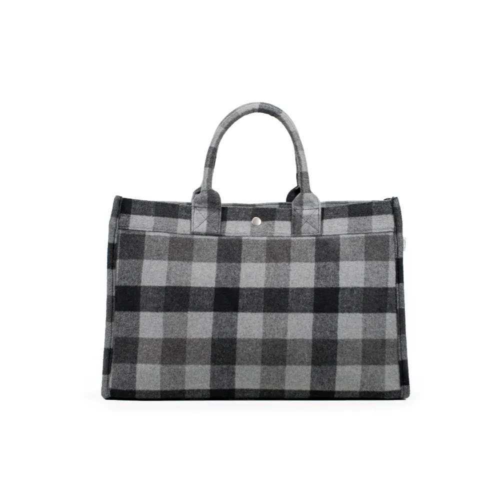 East West Bag Grey Flannel Plaid
