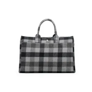 East West Bag Grey Flannel Plaid