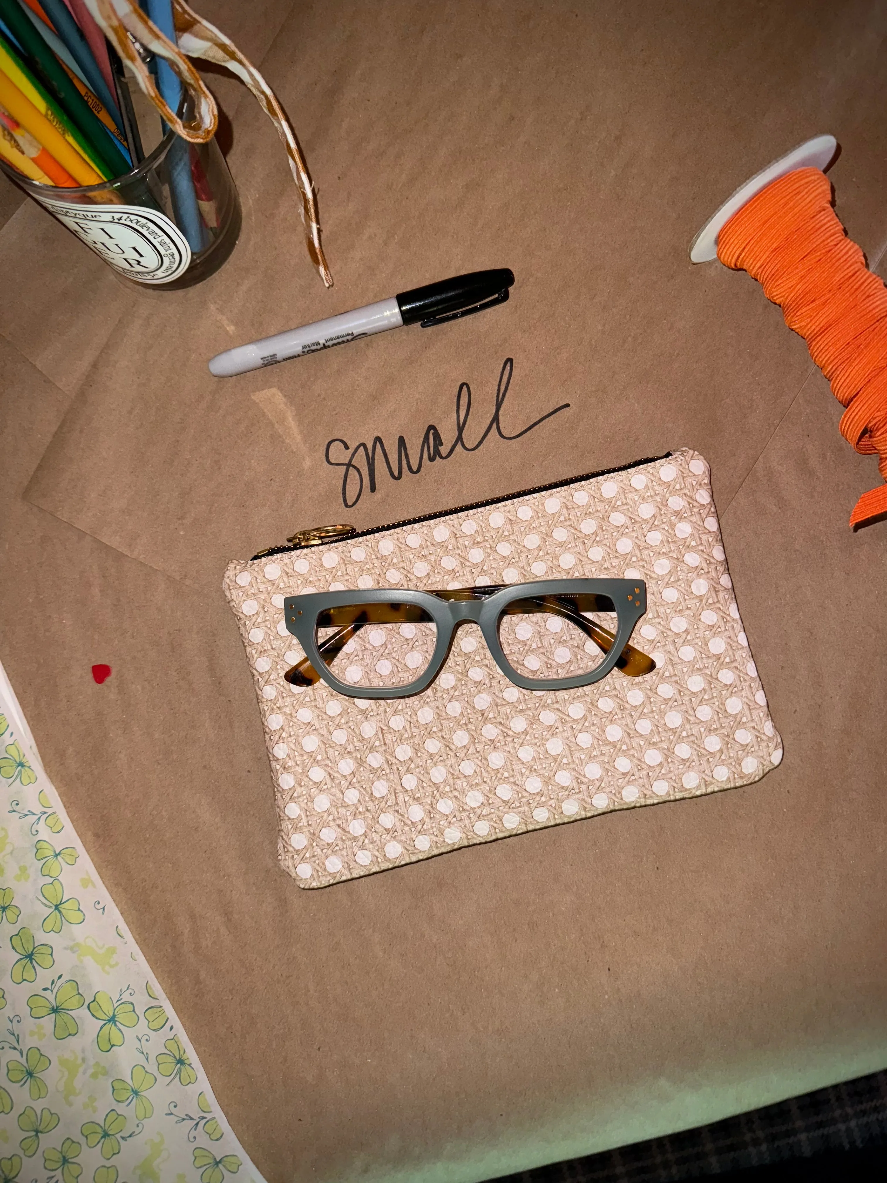 FAIT Á MAIN x TDT Leather Pouches, DRAB STAR