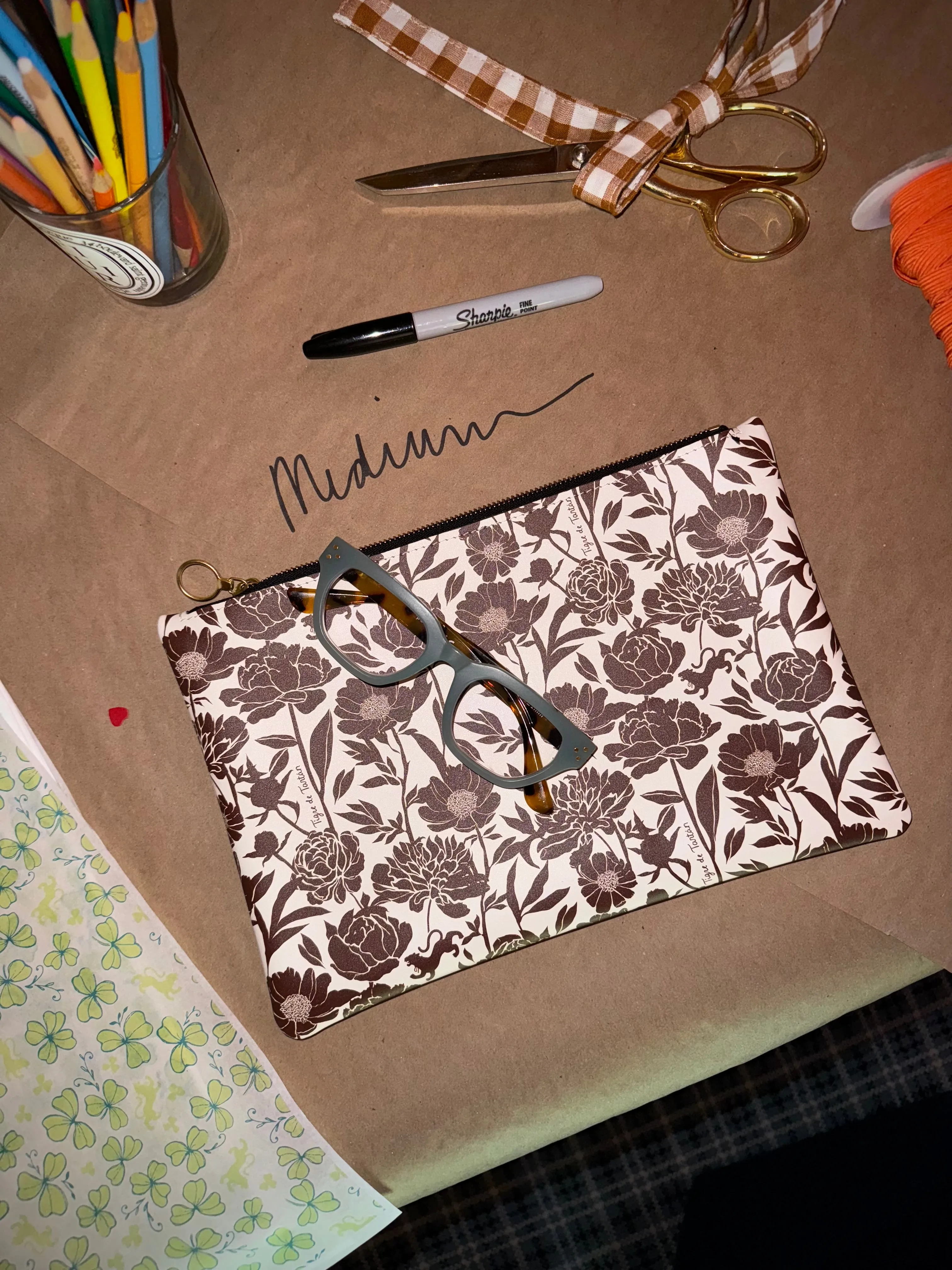 FAIT Á MAIN x TDT Leather Pouches, DRAB STAR