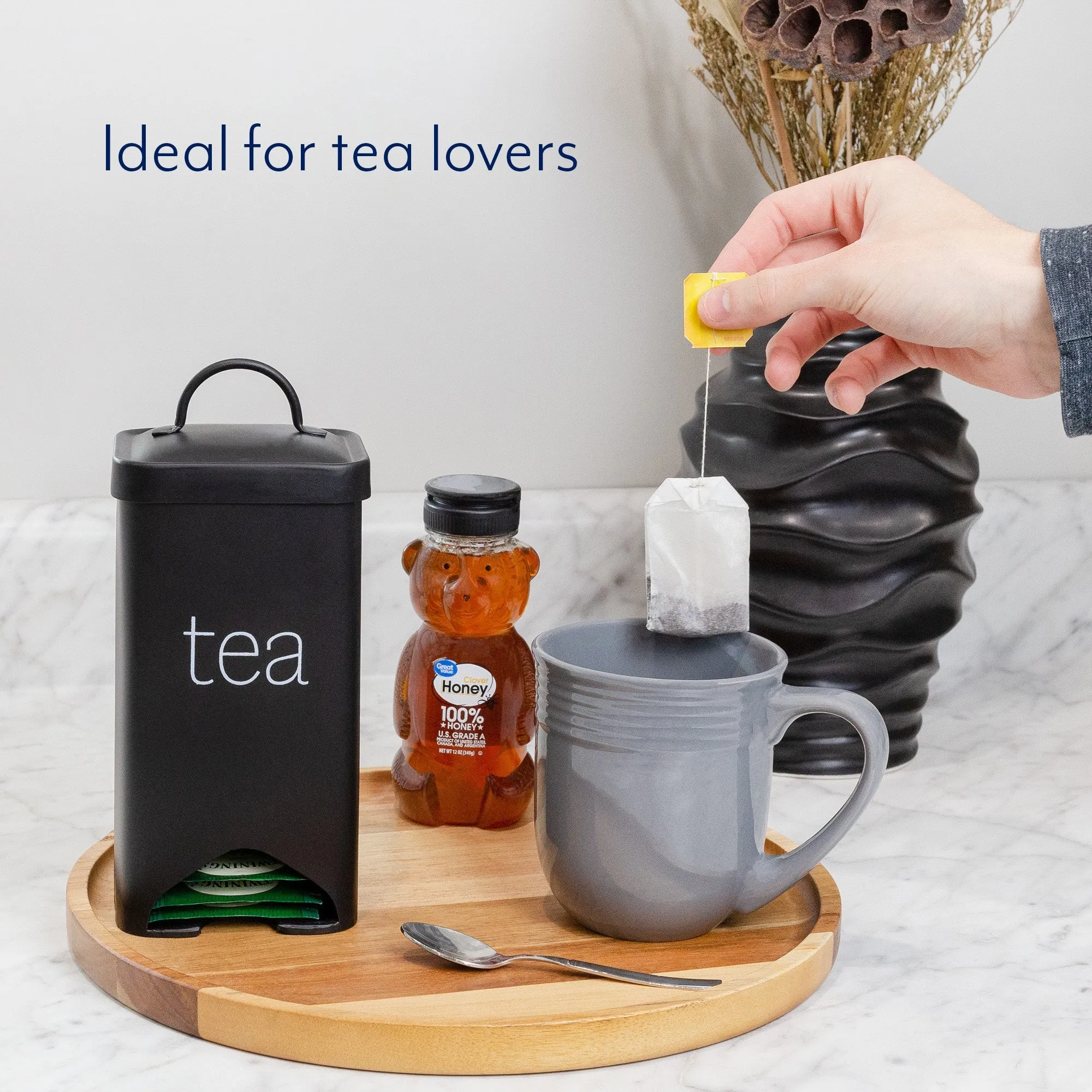 Farmhouse Enamelware Tea Bag Holder (Black, Case of 30)